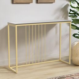 FURNOS Marble Console Table Hallway Entryway Furniture in Black - thumbnail 3