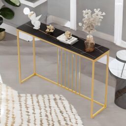 FURNOS Marble Console Table Hallway Entryway Furniture in Black - thumbnail 4