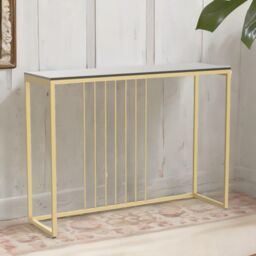 FURNOS Marble Console Table Hallway Entryway Furniture in Black - thumbnail 2