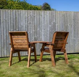 Samuel Alexander Hand Made 2 Seater Chunky Rustic Wooden Love Seat with Tray Assembled in Brown - thumbnail 7
