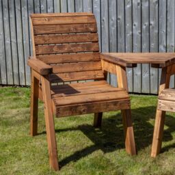 Samuel Alexander Hand Made 2 Seater Chunky Rustic Wooden Love Seat with Tray Assembled in Brown - thumbnail 4