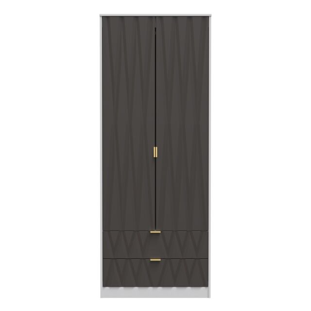 Ready Assembled 2 U Dallas 2 Door 2 Drawer Wardrobe (Ready Assembled) in Dark Grey - image 1