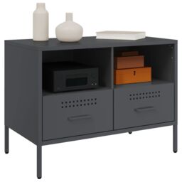 Berkfield Home TV Cabinet Anthracite 68x39x50.5 cm Steel in Black - thumbnail 4
