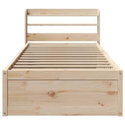 Berkfield Home Bed Frame with Headboard 90x190 cm Single Solid Wood Pine in Light Tan - thumbnail 4