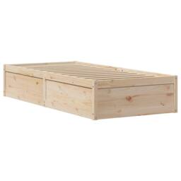 Berkfield Home Bed Frame with Headboard 90x190 cm Single Solid Wood Pine in Light Tan - thumbnail 5