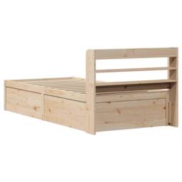 Berkfield Home Bed Frame with Headboard 90x190 cm Single Solid Wood Pine in Light Tan - thumbnail 8