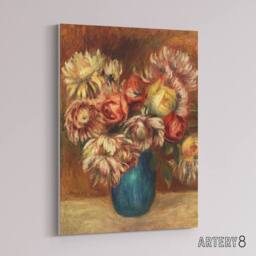 "Artery8 Flowers in a Green Vase Renoir Vintage Canvas Wall Art in Pink - Size: W18"" x H24""" - thumbnail 2