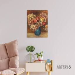 "Artery8 Flowers in a Green Vase Renoir Vintage Canvas Wall Art in Pink - Size: W18"" x H24""" - thumbnail 3