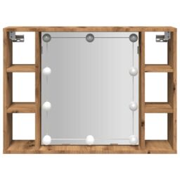 Berkfield Home Mirror Cabinet with LED Artisan Oak 76x15x55 cm Engineered Wood in Brown - Size: 76 x 15 x 55 cm - thumbnail 5