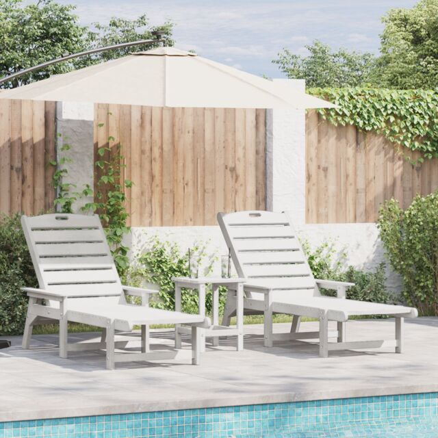 Berkfield Home 3 Piece Garden Lounge Set White HDPE - image 1