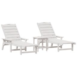Berkfield Home 3 Piece Garden Lounge Set White HDPE - thumbnail 2