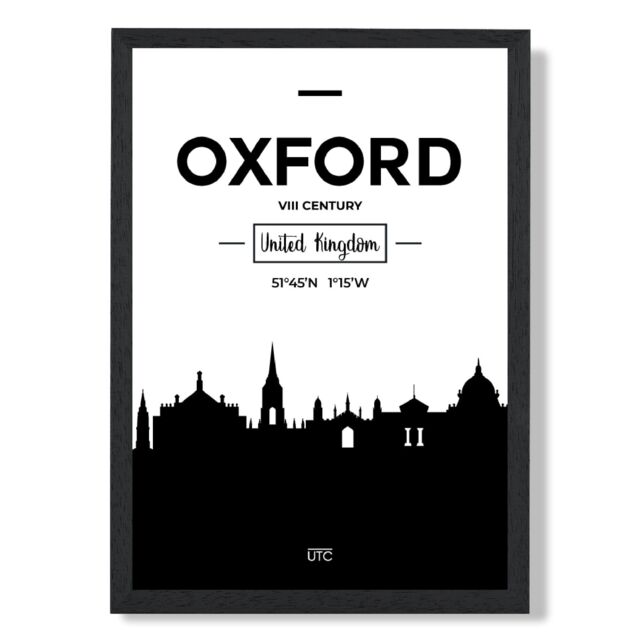 ARTZE Oxford Black & White City Skyline Framed Print SIZE: A4 with Black Frame - image 1