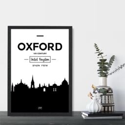ARTZE Oxford Black & White City Skyline Framed Print SIZE: A4 with Black Frame - thumbnail 2