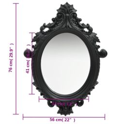 Berkfield Home Wall Mirror Castle Style 56x76 cm Black - thumbnail 5