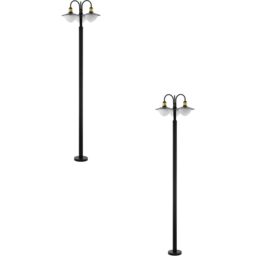 Loops 2 PACK IP44 Outdoor Bollard Light Black & Gold Curved Lamp Post 3x 60W E27