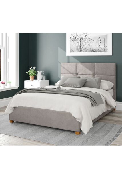 Aspire Caine Upholstered Ottoman Storage Bed, Plush Velvet Fabric in Silver - Size: Small Double - image 1