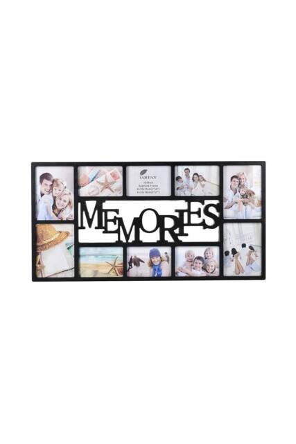 "Arpan Multi Aperture Photo Frame 10 Pictures Polystyrene Sheet Holds 6 X 6"" X4"" Photos, 4 X 5"" X7"" Photos (White) in Black" - image 1
