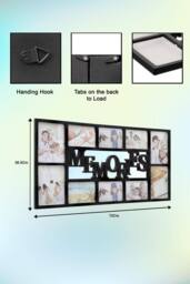 "Arpan Multi Aperture Photo Frame 10 Pictures Polystyrene Sheet Holds 6 X 6"" X4"" Photos, 4 X 5"" X7"" Photos (White) in Black" - thumbnail 2