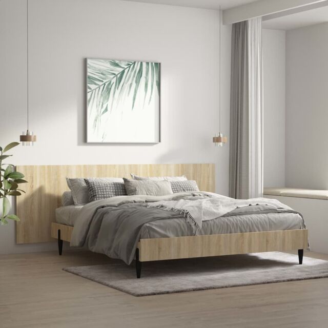 Berkfield Home Wall Headboard Sonoma Oak 240x1.5x80 cm Engineered Wood in Brown - image 1