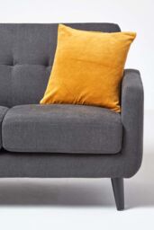 Homescapes Velvet Cushion Cover 100% Cotton, Soft & Machine Washable in Mustard - Size: 40 cm x 40 cm - thumbnail 4