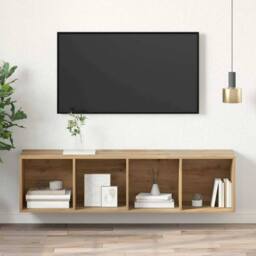 Berkfield Home TV Cabinet Artisan oak 37 x 37 x 142.5 cm Engineered wood in Brown - thumbnail 4