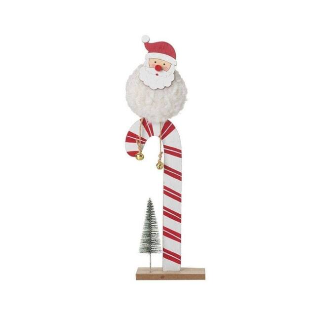 Garden Greatness Santa On Candy Cane Stick Decoration in Red - Size: 1 Pack