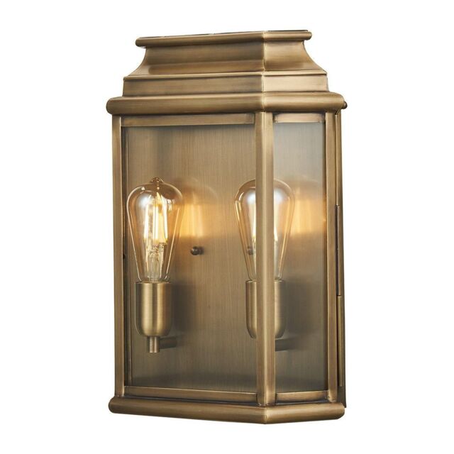Netlighting St Martins 2 Light Large Wall Lantern Brass Finish IP44 E27 in Yellow - image 1