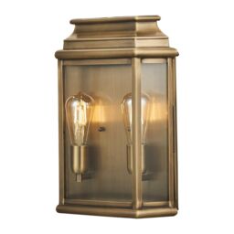Netlighting St Martins 2 Light Large Wall Lantern Brass Finish IP44 E27 in Yellow