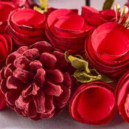 Dibor 36cm Red Rose Xmas Wreath Christmas Dining Table Centerpiece - thumbnail 3
