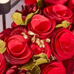Dibor 36cm Red Rose Xmas Wreath Christmas Dining Table Centerpiece - thumbnail 5