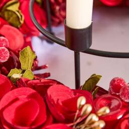 Dibor 36cm Red Rose Xmas Wreath Christmas Dining Table Centerpiece - thumbnail 4