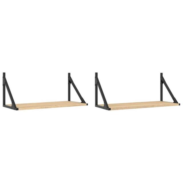 Berkfield Home Wall Shelves 2 pcs Sonoma Oak 60x25x25.5 cm Engineered wood in Light Oak - image 1