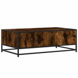 Berkfield Home Coffee Table Smoked Oak 100x57x35 cm Engineered Wood & Metal in Brown - Size: 100 x 57 x 35 cm - thumbnail 7