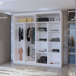 Sliding Wardrobes 4U Eden Double Mirror Sliding Door Wardrobe 203cm X 217cm in White - Size: 203 cm X 217 cm - thumbnail 3