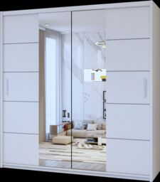 Sliding Wardrobes 4U Eden Double Mirror Sliding Door Wardrobe 203cm X 217cm in White - Size: 203 cm X 217 cm - thumbnail 2