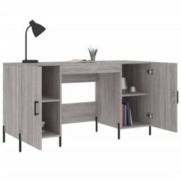 Berkfield Home Elegant Desk Grey Sonoma 140x50x75 cm Engineered Wood - Size: 140 x 50 x 75 cm - thumbnail 4