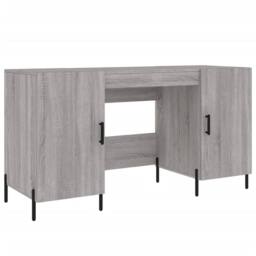 Berkfield Home Elegant Desk Grey Sonoma 140x50x75 cm Engineered Wood - Size: 140 x 50 x 75 cm - thumbnail 3