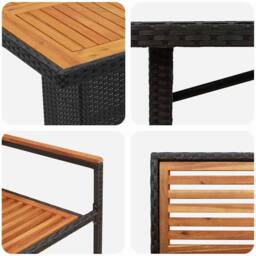 Berkfield Home 9 Piece Garden Dining Set Black Poly Rattan Acacia - thumbnail 9
