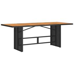Berkfield Home 9 Piece Garden Dining Set Black Poly Rattan Acacia - thumbnail 5