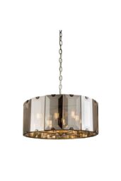 Netlighting Clooney 8 Light Ceiling Pendant Slate Grey Gloss Paint Smoke Cut Glass E14 in Clear