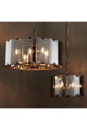 Netlighting Clooney 8 Light Ceiling Pendant Slate Grey Gloss Paint Smoke Cut Glass E14 in Clear - thumbnail 6