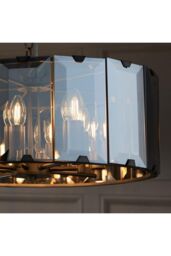 Netlighting Clooney 8 Light Ceiling Pendant Slate Grey Gloss Paint Smoke Cut Glass E14 in Clear - thumbnail 3