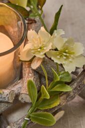 Dibor Set of 2 Floral Yellow Table Decoration Christmas Candle Holders Dia13cm - Size: Small - thumbnail 4