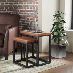 Rest Relax Sierra Acacia Nest Of 2 Tables in Brown - thumbnail 3