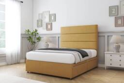 "Sloomy Texas Plush Divan Set No Drawers-54"" Headboard in Mustard - Size: Super King" - thumbnail 3