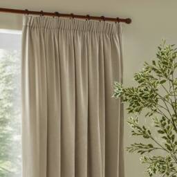 Yard Heavy Chenille Velvet Room Darkening Pencil Pleat Curtain Pair in Off-White - Size: 168 cm width x 229 cm drop - thumbnail 3