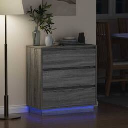 Berkfield Home Bedside Cabinet with LED Grey Sonoma 71x34, 5x75 cm Engineered Wood - thumbnail 5