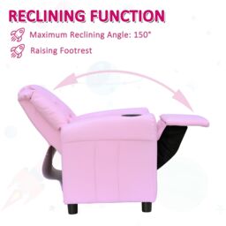 HOMCOM Kids Recliner Chair with Adjustable Backrest & Footrest in Pink - thumbnail 5
