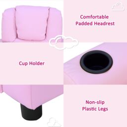 HOMCOM Kids Recliner Chair with Adjustable Backrest & Footrest in Pink - thumbnail 4