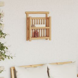 Berkfield Home Bamboo natural Bamboo Medium Wall mounting Wall Shelf in Beige